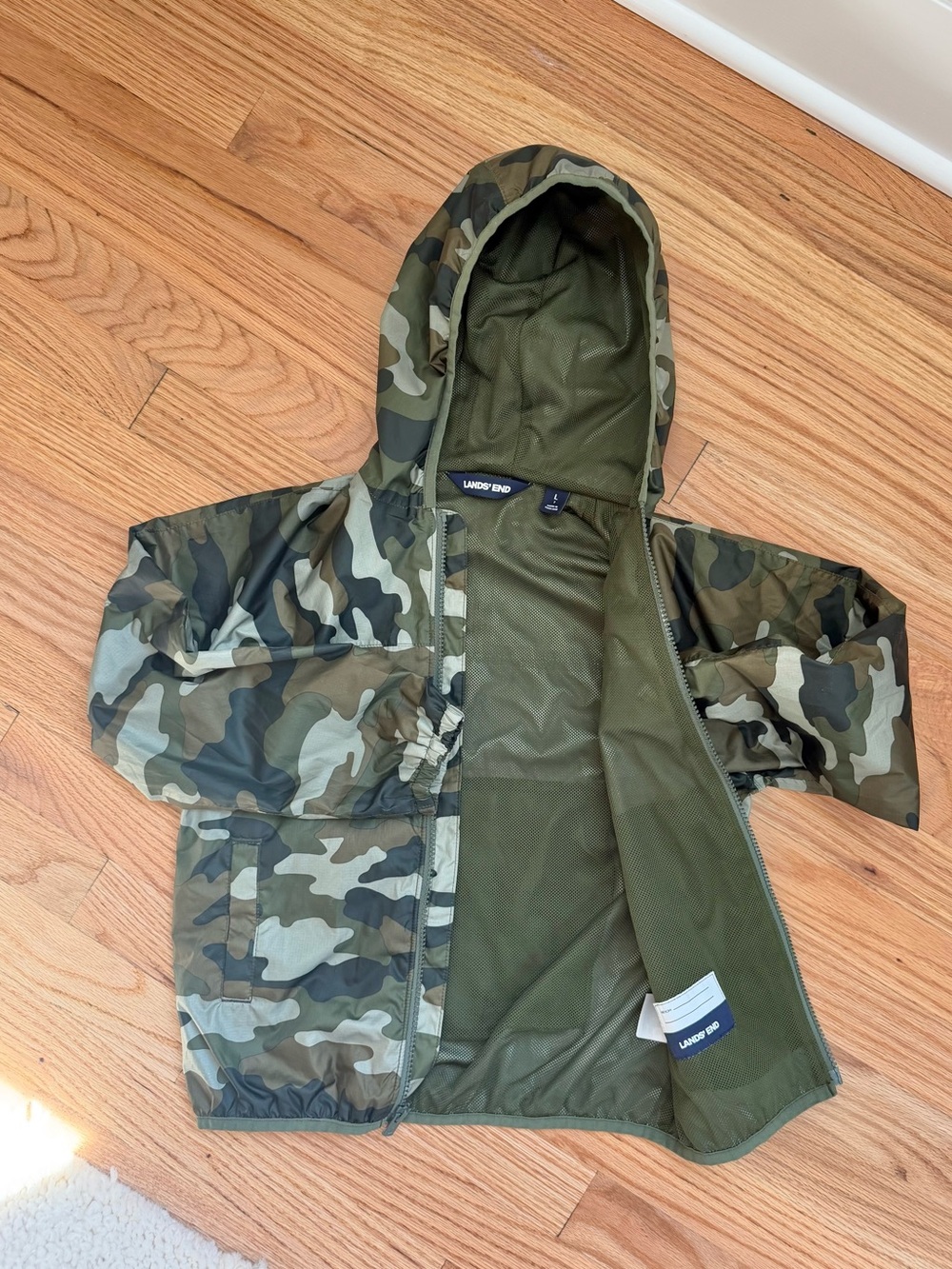 Lands' End Kids' Camo Hooded Jacket - Olive Green